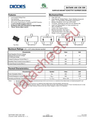 BAT54AW-7-F datasheet  